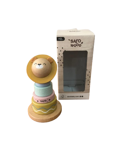 Juego apilable de león de madera para bebés a partir de los 12meses